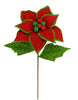 Emerald green and red felt poinsettia stem - Greenery MarketWinter and ChristmasXS3760A7