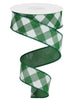 Emerald green and white diagonal plaid 1.5” - Greenery MarketWired ribbonRGA126406