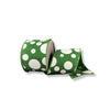 Emerald green and white multi dots wired ribbon 2.5"X10Y - Greenery Market Wired ribbon