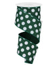 Emerald green Polkadot wired ribbon 2.5” - Greenery MarketWired ribbonRGE15253C