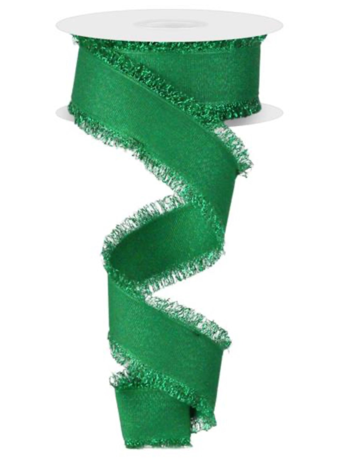Emerald green with fuzzy edge wired ribbon, 1.5” - Greenery MarketWired ribbonRn588106