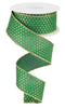 Emerald green with gold dots ribbon 1.5" - Greenery MarketWired ribbonRG0190706