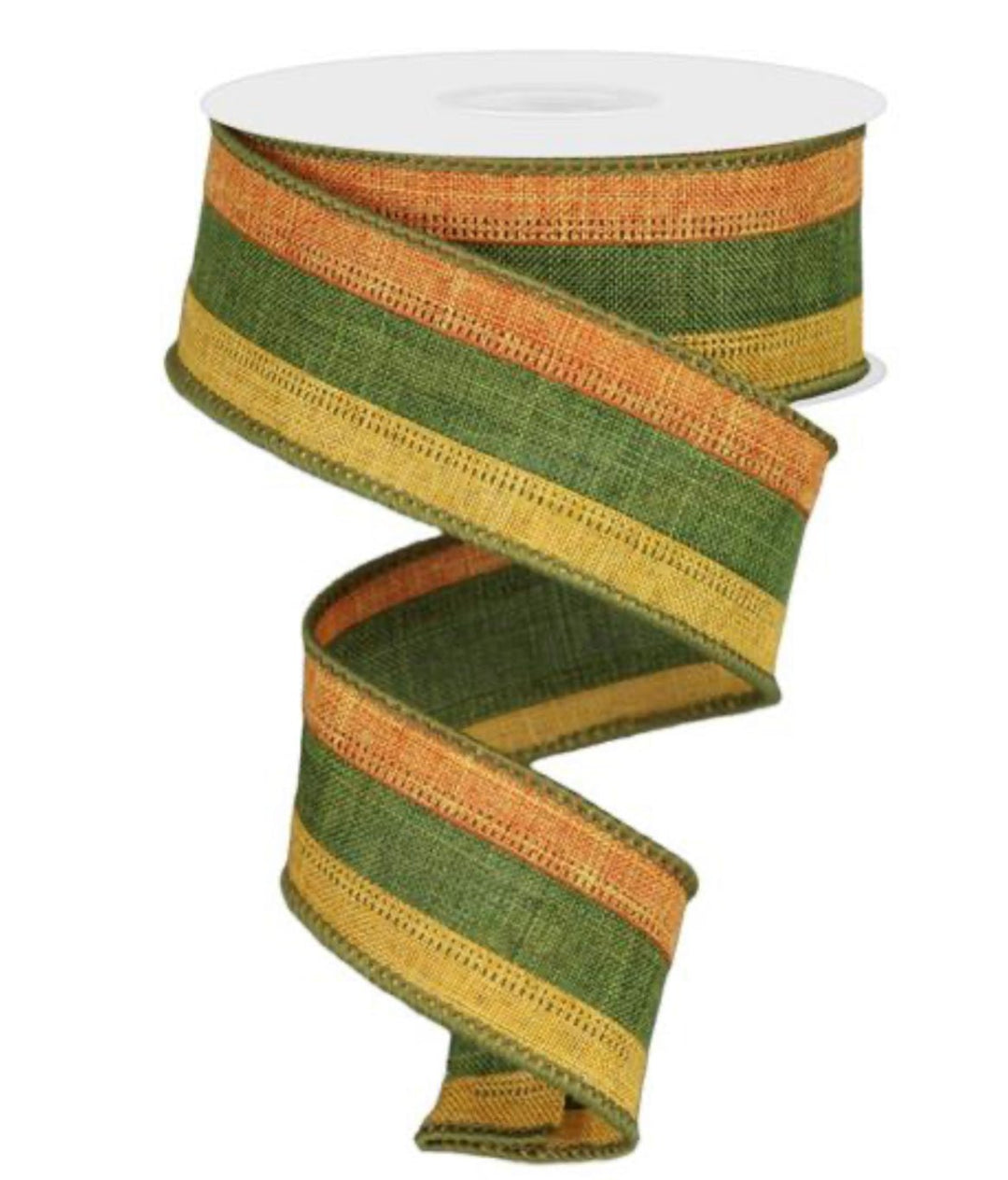 Fall stripe wired ribbon- mustard, orange, and green 1.5” - Greenery MarketWired ribbonRG01601E8