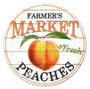 Farmers Market peaches 12” round sign - Greenery MarketNovelty SignsMD0339