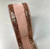 Farrisilk pink rose gold border velvet wired ribbon - 4” - Greenery Marketwired ribbonrg560-22