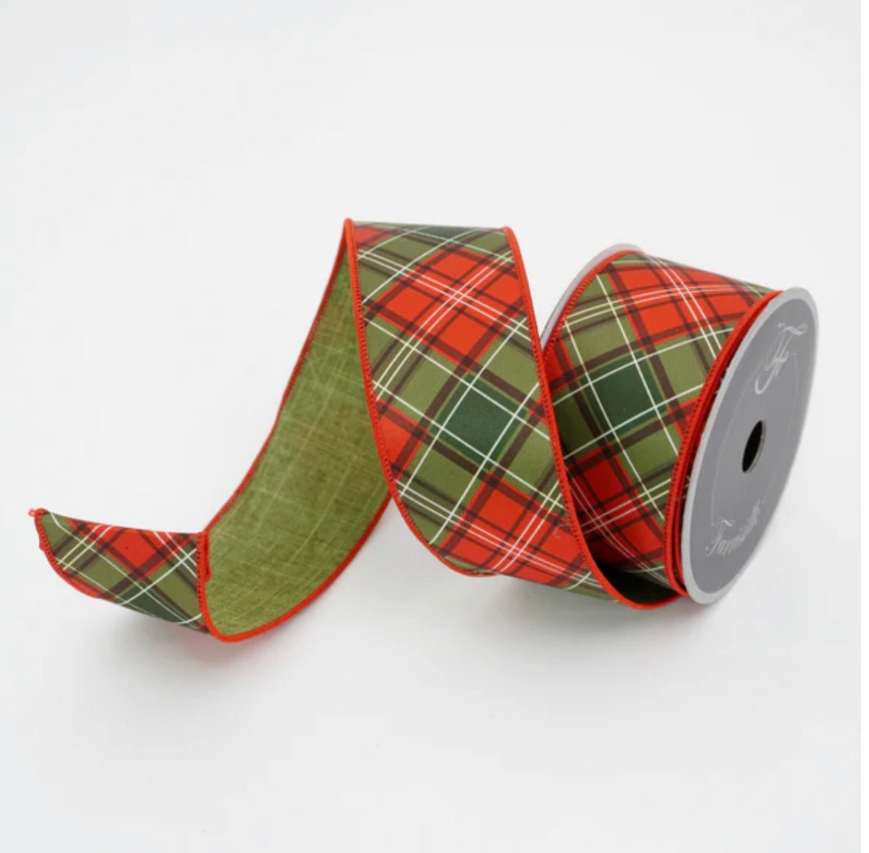 Red black and white patterned trees ribbon, winter ribbon 2.5” - Greenery  Market