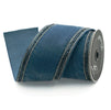 Farrisilk steel blue velvet beaded wired ribbon - 4” - Greenery Marketwired ribbonRk330-17