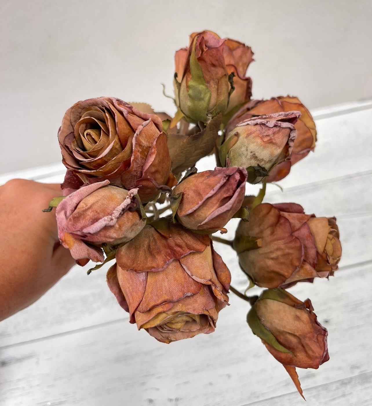 Faux Dried Rose Spray Bundle - Antique Orange - Greenery Market