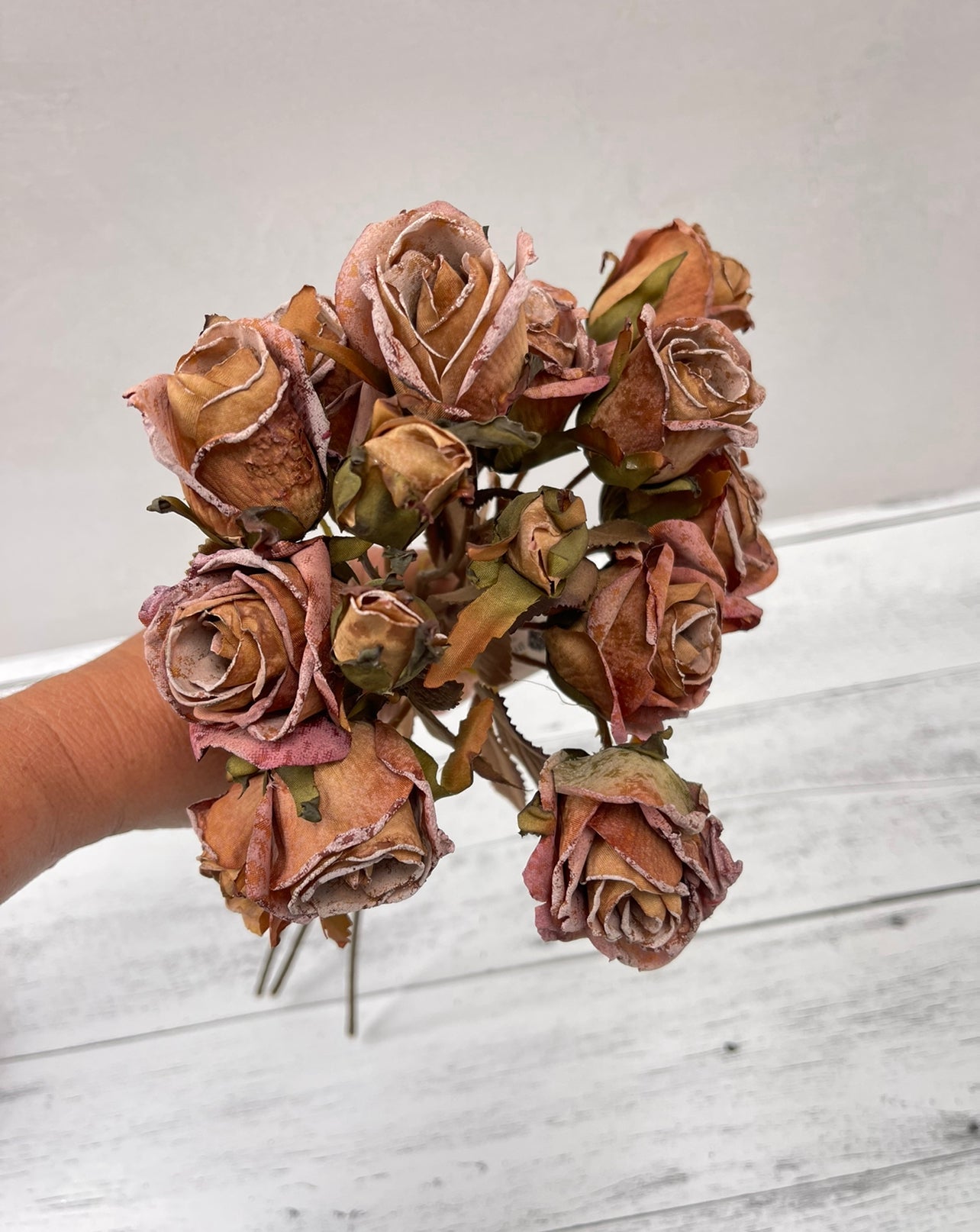 Faux Dried Rose Bundle- Antique Orange - Greenery Market