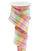 Faux dupioni pink plaid ribbon, 2.5" - Greenery MarketWired ribbonRGP1098JC