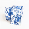 French peonies floral blue and white 4” farrisilk wired ribbon - Greenery MarketRibbons & TrimRA781-05