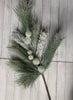 Frosted and flocked winter pompom pine spray - Greenery Marketgreenery26047