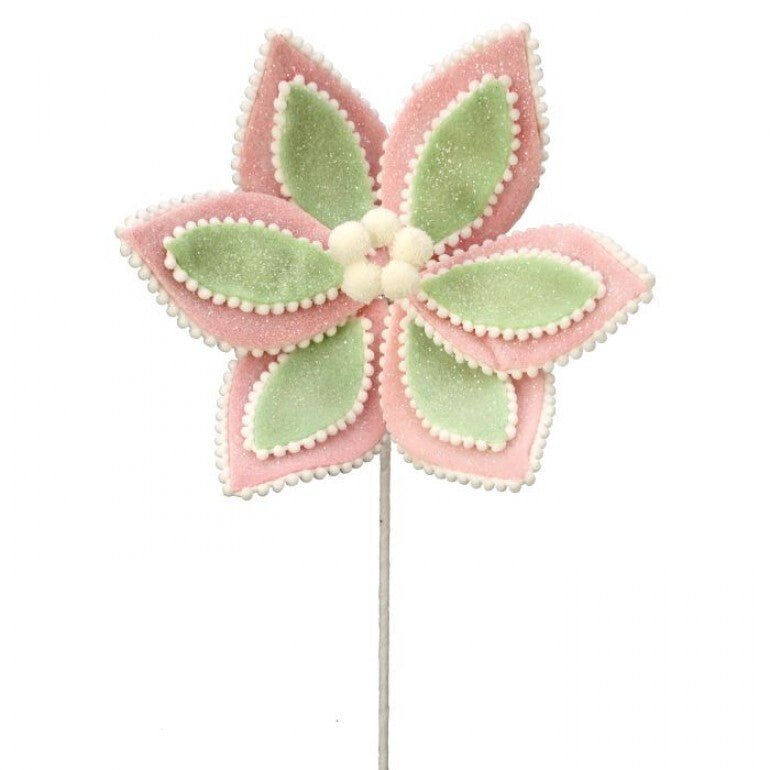 Frosted cane mint and pink candy poinsettia - Greenery Marketartificial flowersMTX68863