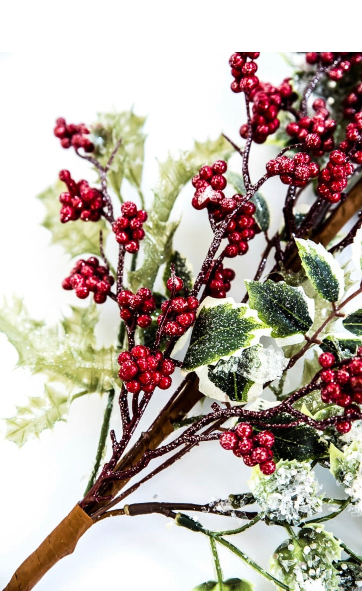 Frosted Mini leaves, holly, and berries spray - Greenery MarketgreeneryMTX67365 FRRG