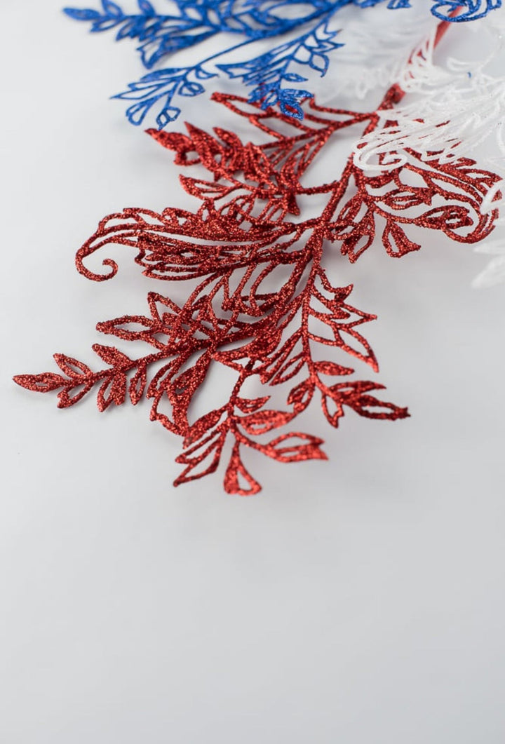 Glitter fern spray - red, white, and blue - Greenery MarketSeasonal & Holiday Decorations82677-REDWTBL