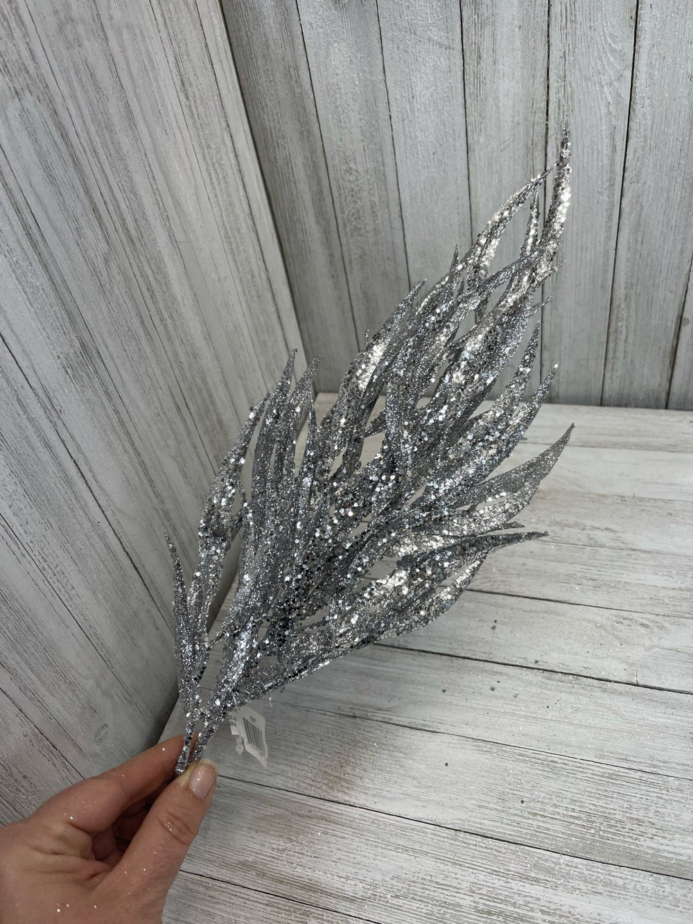 Glittered eucalyptus spray - silver - Greenery Market Artificial Flora