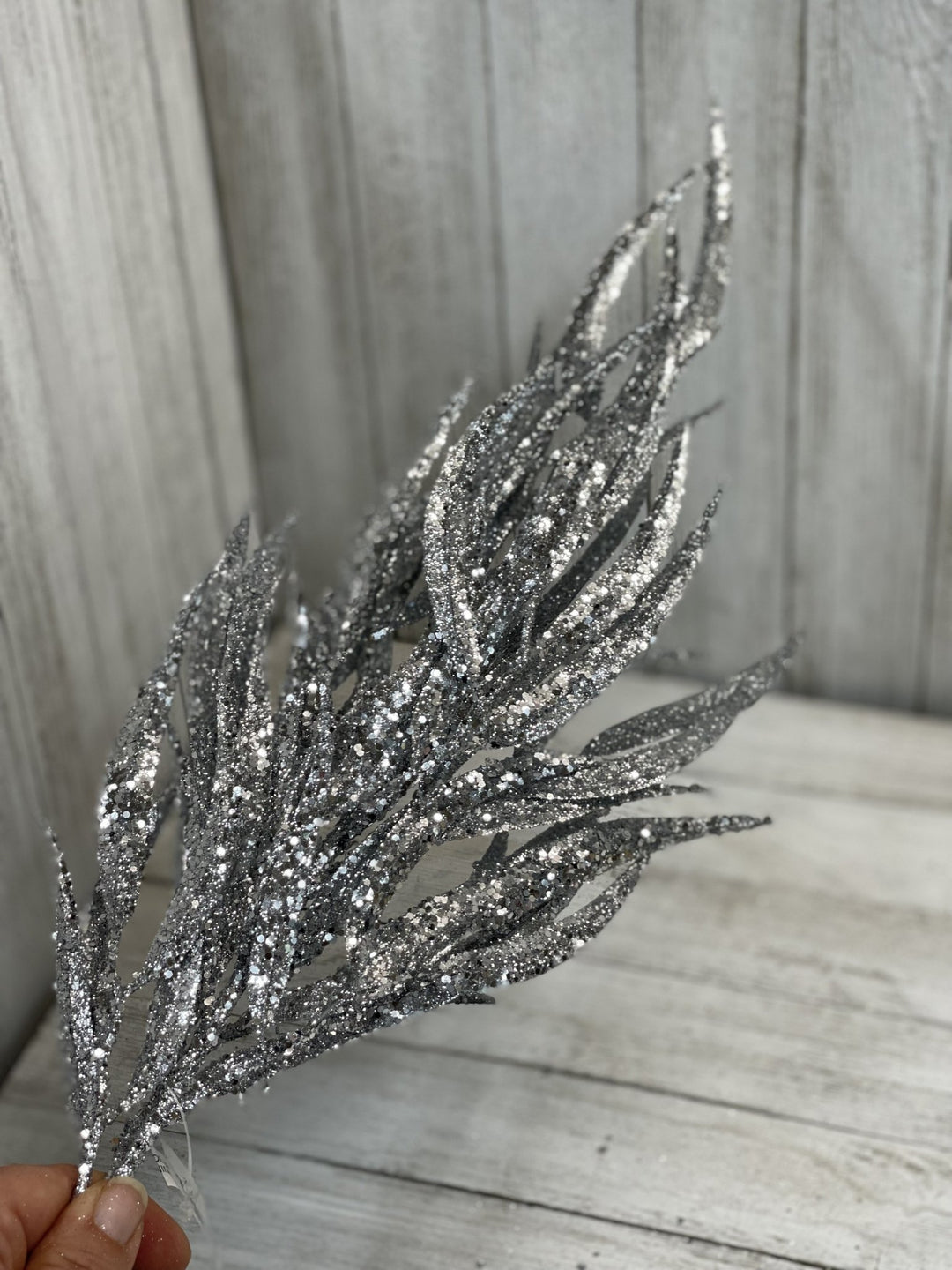 Glittered eucalyptus spray - silver - Greenery Market Artificial Flora