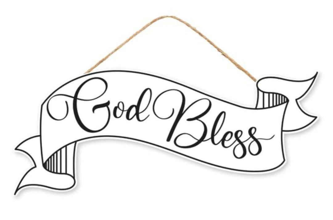 God bless banner sign - Greenery Marketsigns for wreathsAP7289