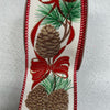 Gold accented Pinecones wired ribbon 2.5” - Greenery MarketRibbons & Trim179370