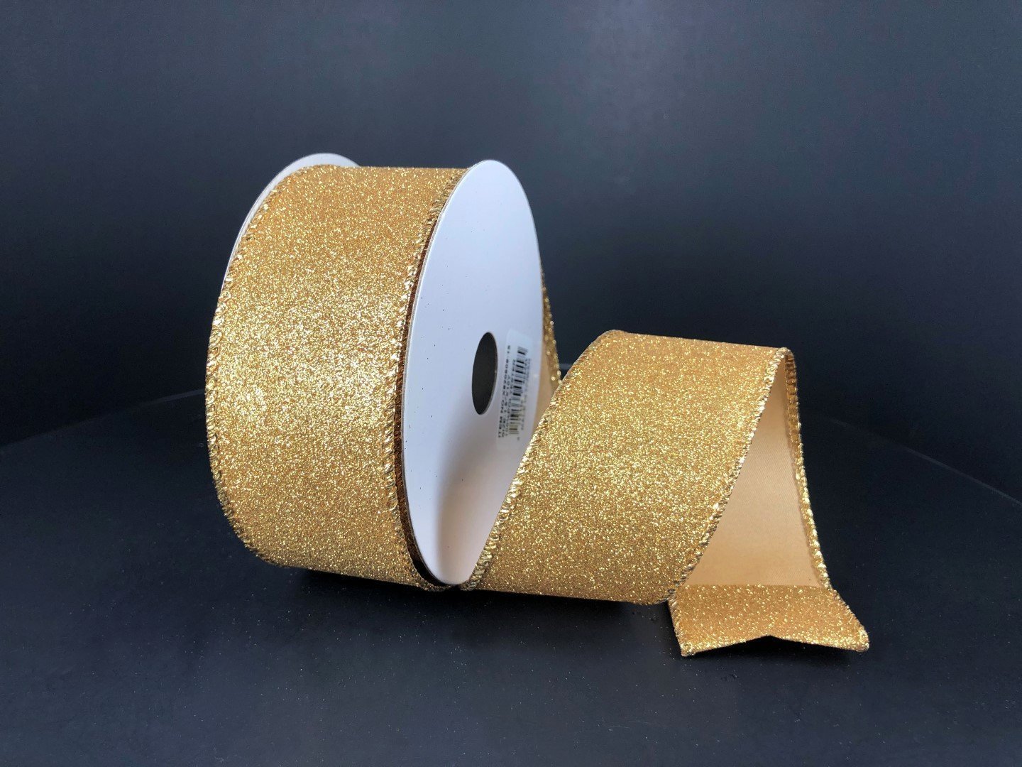 Gold all flat glitter, 1.5"X10Y - Greenery MarketWired ribbonX820609-15
