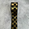 Gold and black check wired ribbon 2.5” - Greenery MarketXR504/25