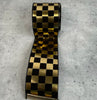 Gold and black check wired ribbon 4” - Greenery MarketXR504/4