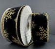 Gold and black snowflake on velvet wired ribbon, 1.5" - Greenery MarketRibbons & Trim78314-09-15