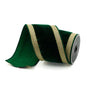 Gold and emerald green plush velvet with pleated border 4” farrisilk wired ribbon - Greenery MarketRibbons & TrimRK300-55