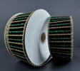 Gold and green stripe on velvet wired ribbon, 1.5" - Greenery MarketRibbons & Trim78313-09-20
