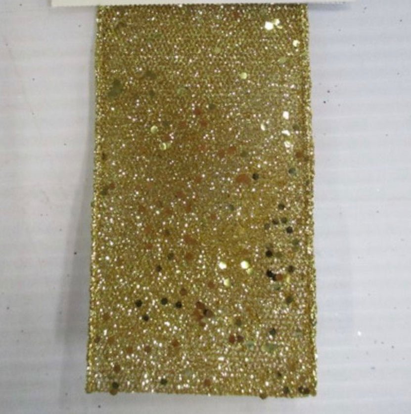 Gold glittered wired ribbon 2.5” - Greenery MarketRibbons & Trim138839