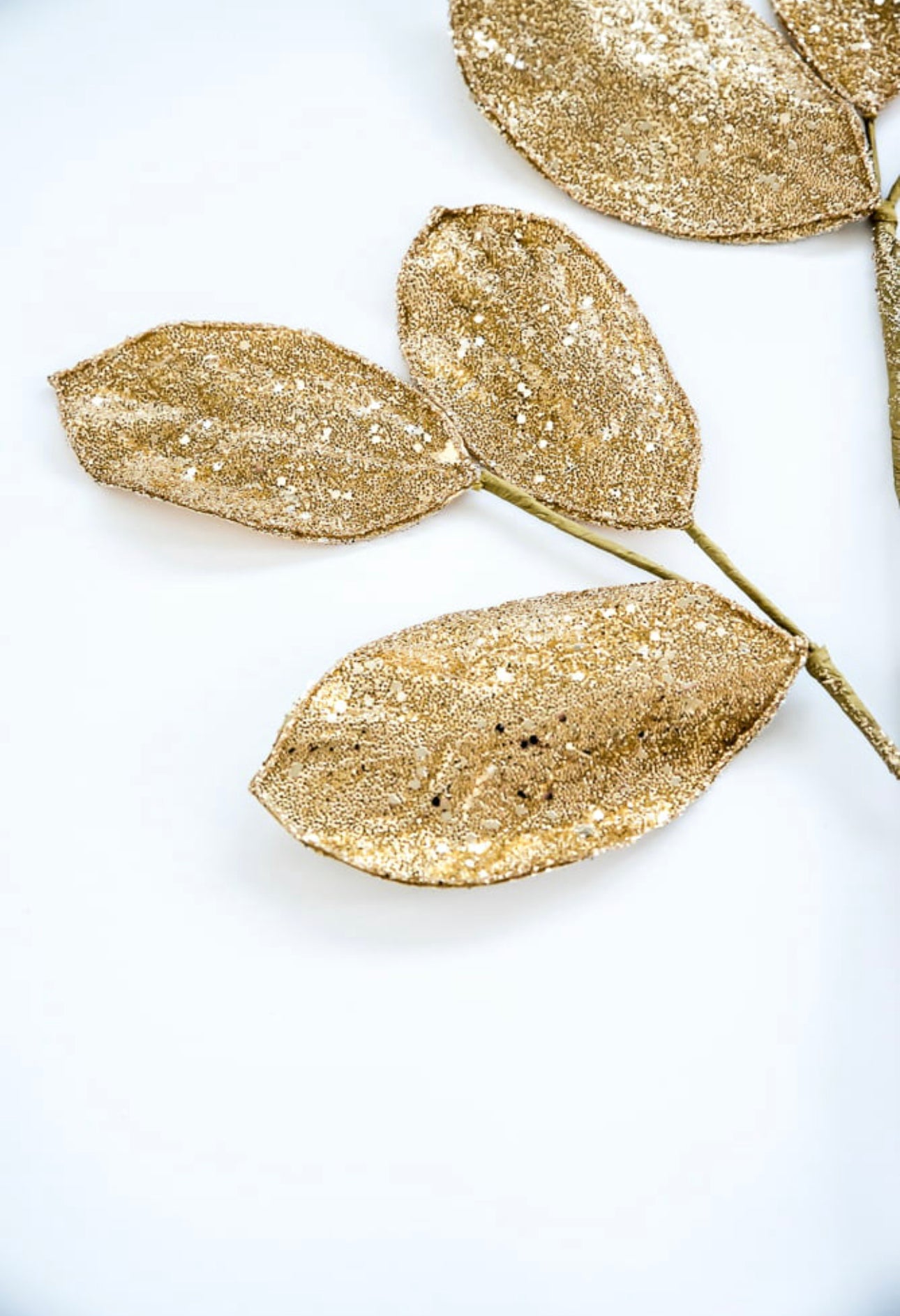 Gold sequin and micro beaded magnolia leaves spray - Greenery MarketMTX68899 gold