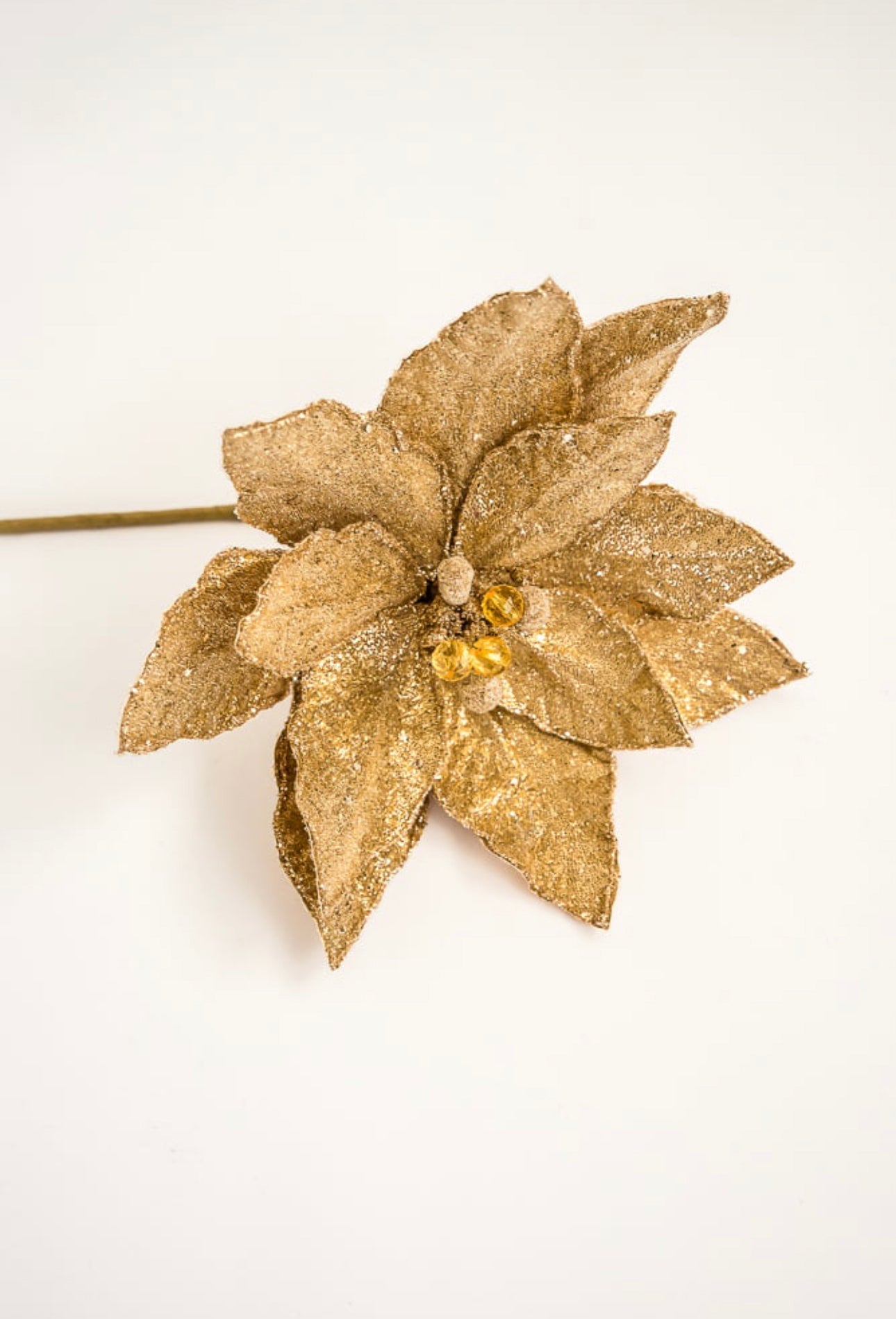 Gold sequin and micro beaded poinsettia stem - Greenery MarketMTX68892 gold