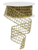 Gold tinsel mesh wired ribbon, 1.5" - Greenery Marketwired ribbonRM997208