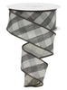Gray and cream diagonal check wired ribbon 1.5” - Greenery MarketRibbons & TrimRGE159438