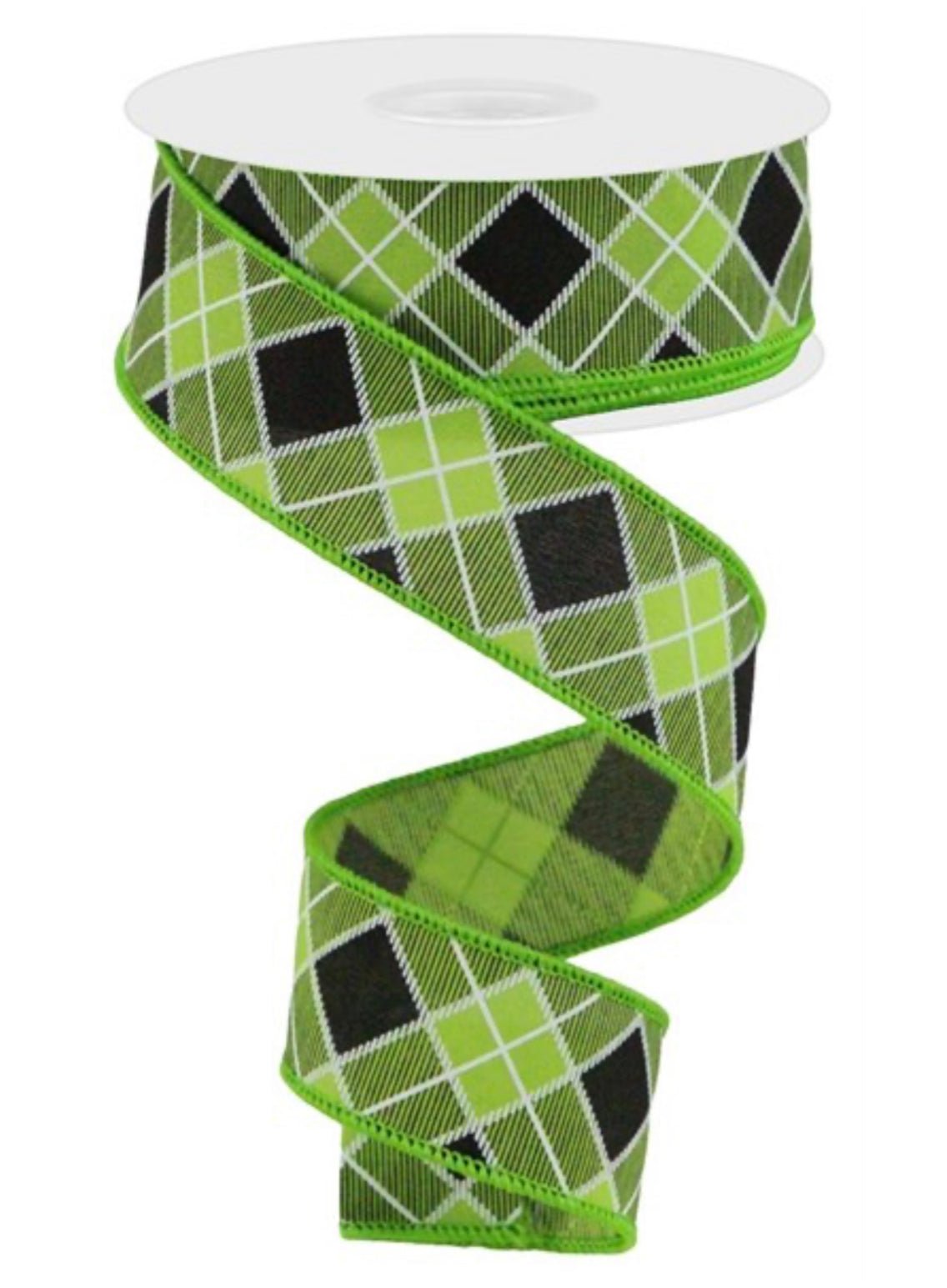Green and black plaid 1.5” wired ribbon - Greenery MarketWired ribbonRGC1965E9