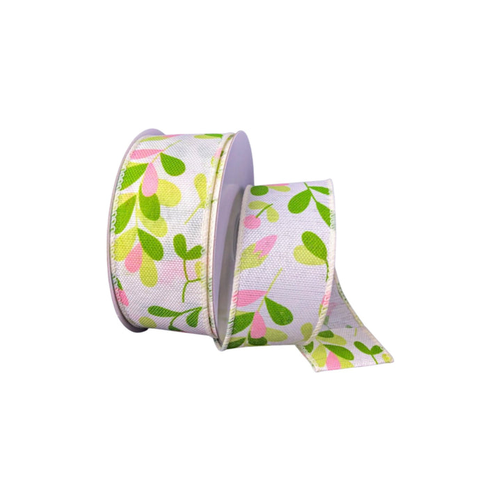 green and blush pink berries buds wired ribbon 1.5” - Greenery MarketWired ribbon41262-09-03