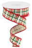 green and red plaid wired ribbon 1.5” - Greenery MarketWired ribbonRgc1540r2
