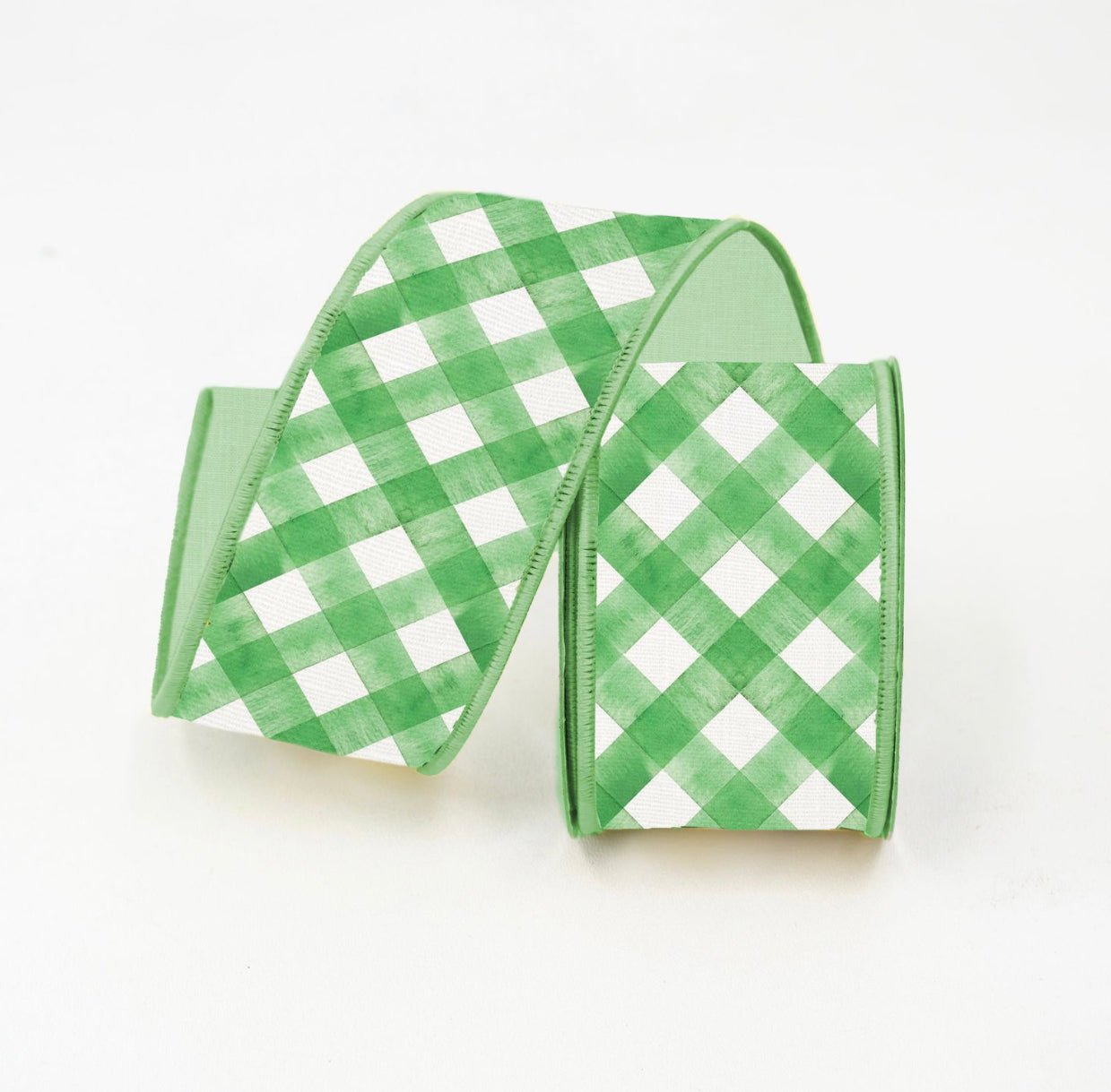 Green and white lattice 2.5” farrisilk wired ribbon - Greenery MarketRibbons & TrimRk228-12