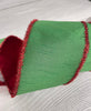 Green double sided with Red tinsel edge wired ribbon - 4” - Greenery MarketWired ribbon179736