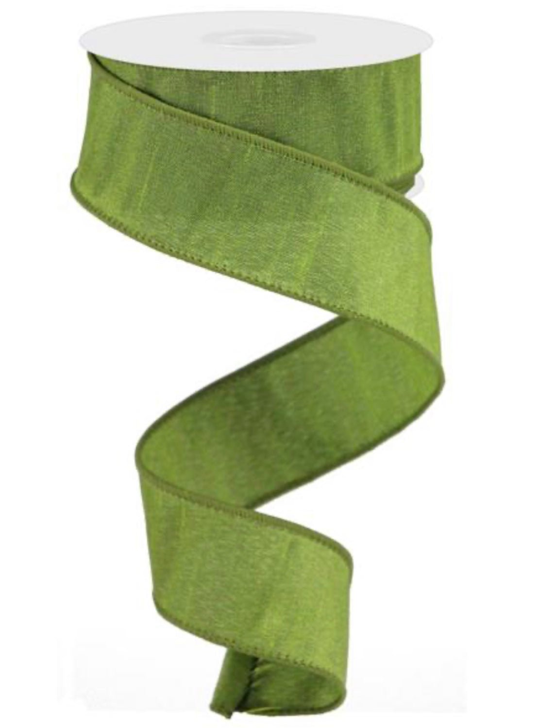 Green faux dupioni 1.5” wired ribbon - Greenery MarketWired ribbonRd110430