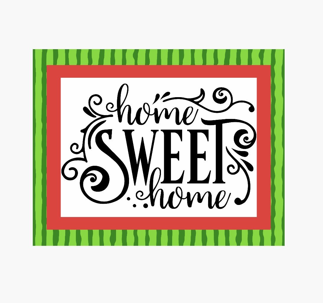 Green stripe and red border Metal home sweet home rectangle sign - Greenery Market signs for wreaths