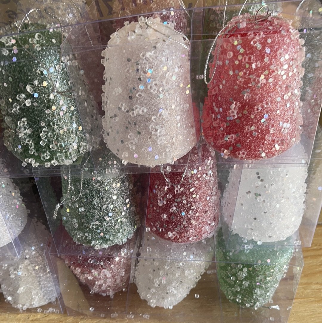Gum drop ornaments - 6 per box - red white green assorted - Greenery Market Winter and Christmas
