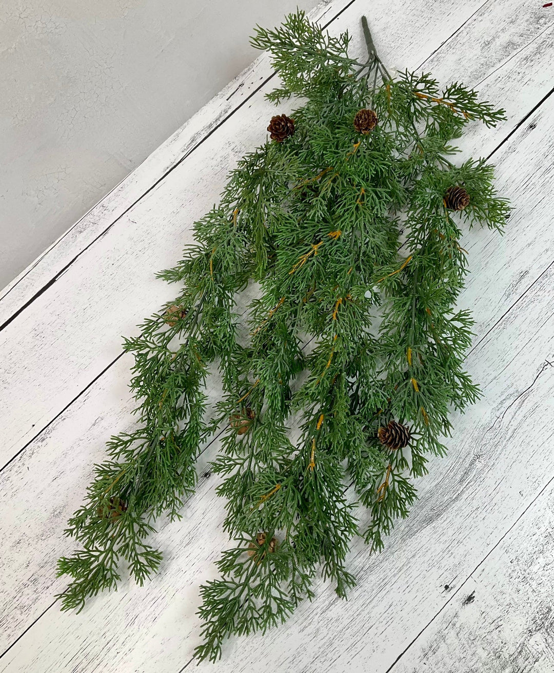 Hanging cedar and cone pine spray - Greenery Market26085