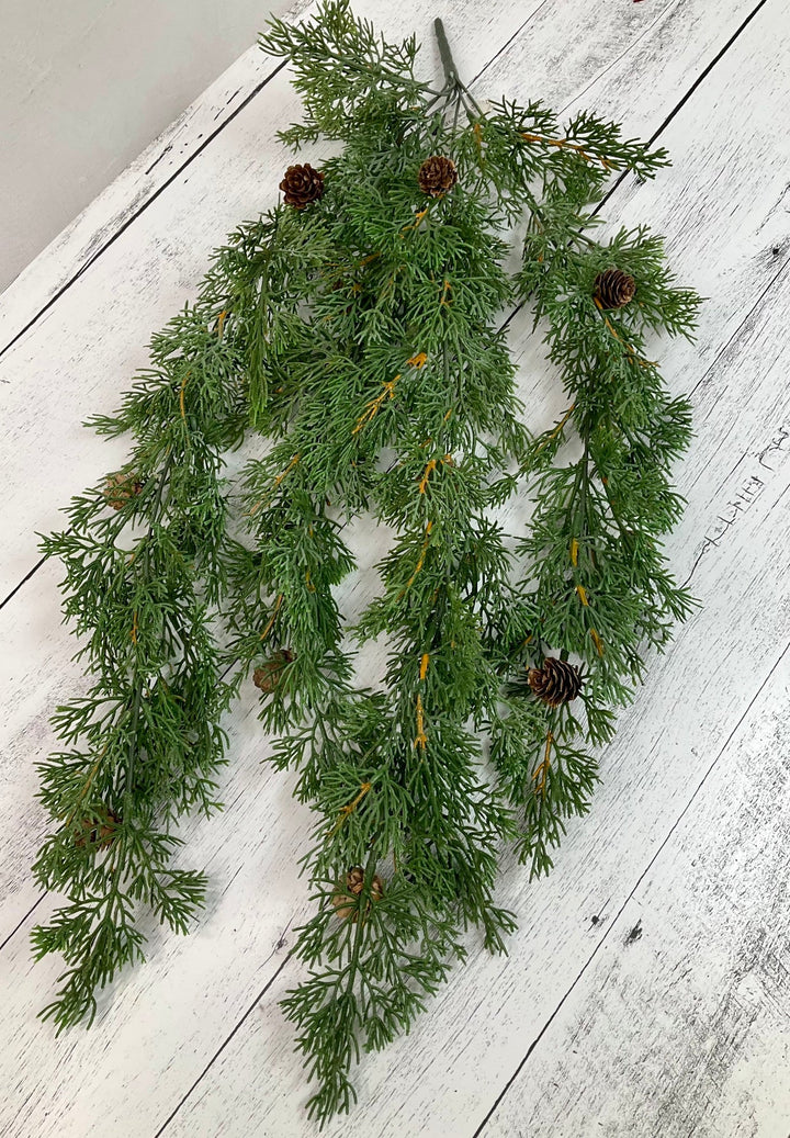 Hanging cedar and cone pine spray - Greenery Market26085