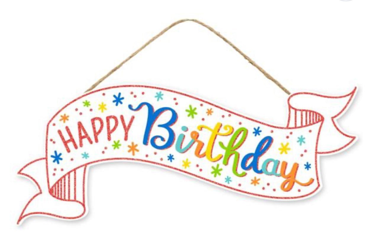 Happy Birthday party banner sign - Greenery Marketsigns for wreathsAP783162