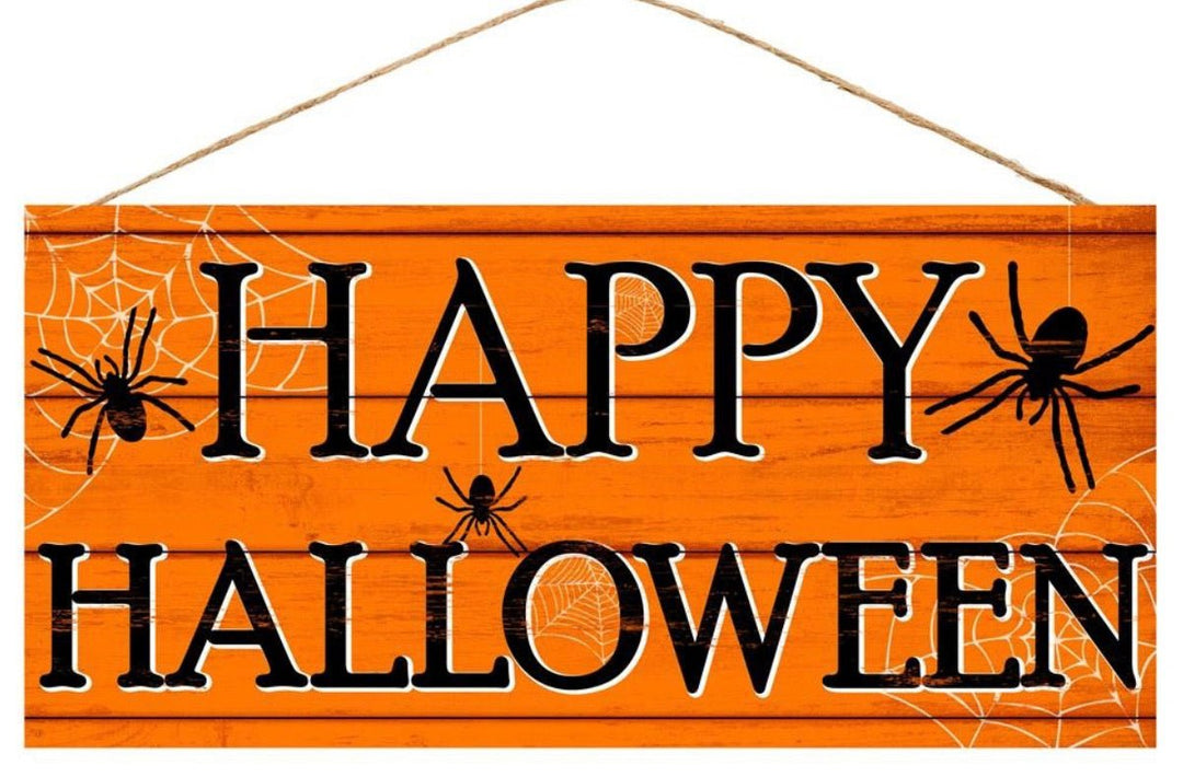 Happy Halloween sign- orange - Greenery Marketsigns for wreathsAp8150