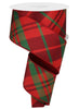 Holiday plaid green and red wired ribbon 2.5” - Greenery MarketRN5599