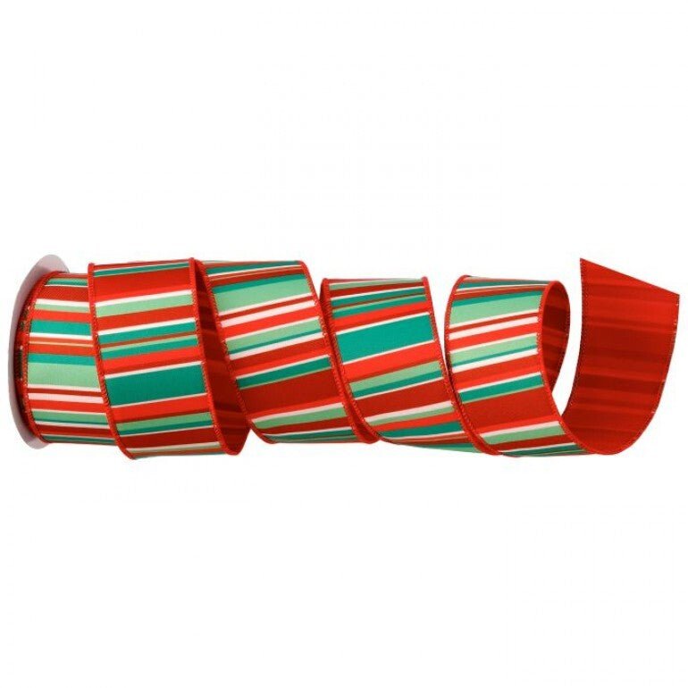 Holiday stripe 2.5” wired ribbon - Greenery MarketWired ribbonMTC10038