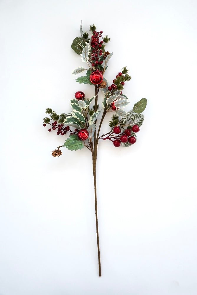 Holly, berries, and red bell spray - Greenery MarketArtificial Flora63560