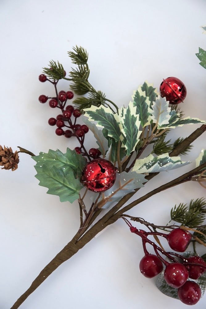 Holly, berries, and red bell spray - Greenery MarketArtificial Flora63560